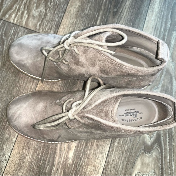 G.H Bass Tan Wedge Suede Ankle Boots Size 8 - Picture 9 of 14
